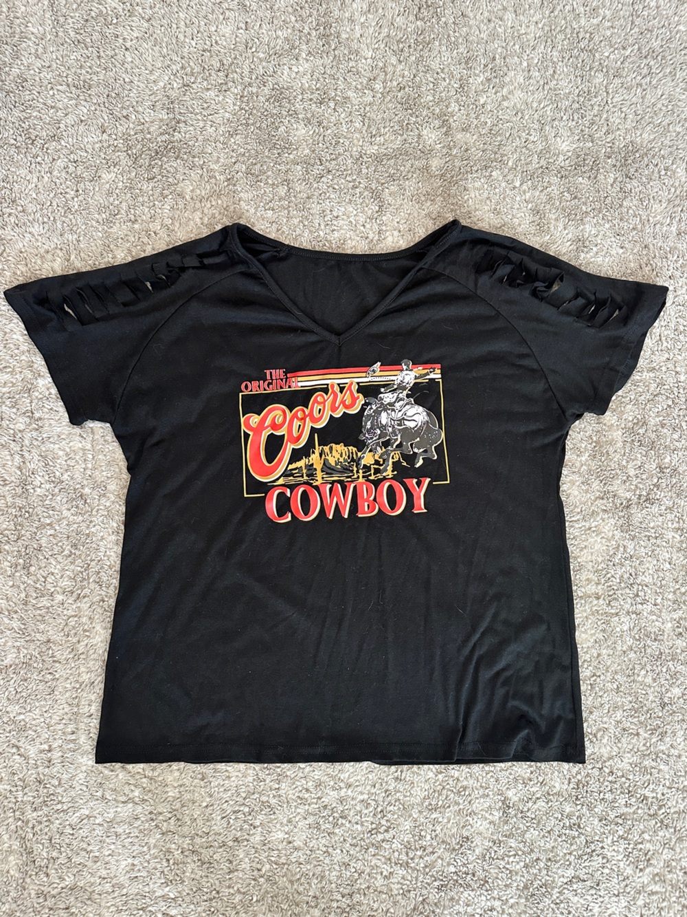 Coors Cowboy Graphic Black Cutout Sleeve Tee